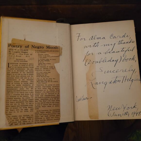 Signed Inscribed Langston Hughes And Illustrator 1st Edition One-Way Ticket By - Picture 2 of 7